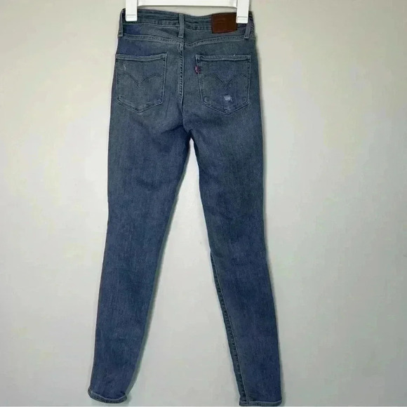 Levis 721 High Rise Skinny Jeans Denim Blue Dark Wash Womens Size W25/L30 - Picture 3 of 10
